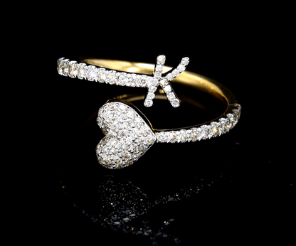 K Heart Initial Ring