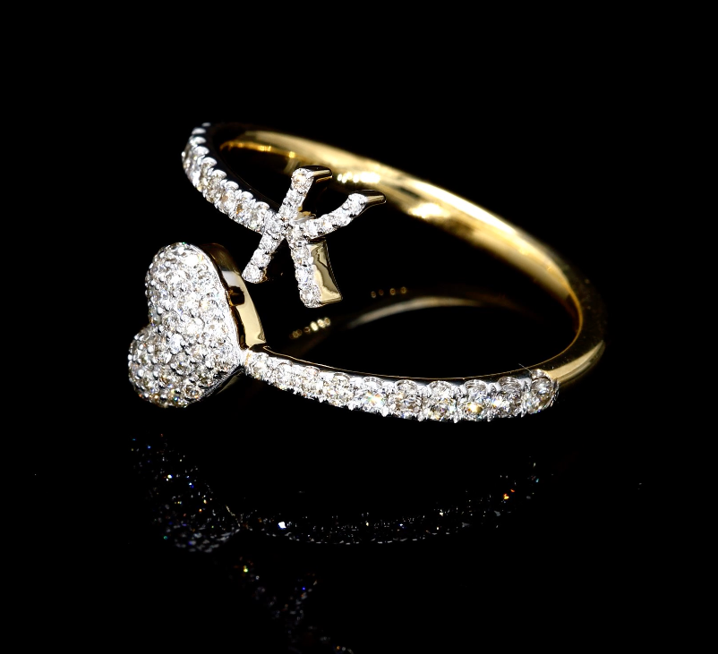 K Heart Initial Ring