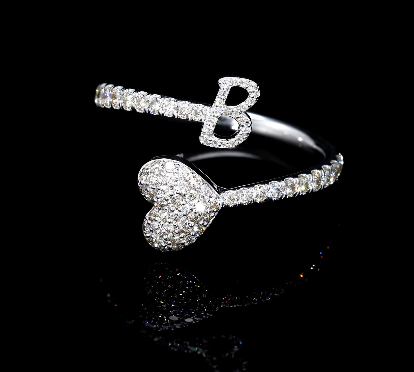 B Heart Initial Ring