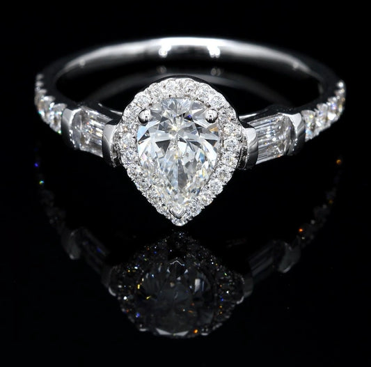 Pear Halo Ring