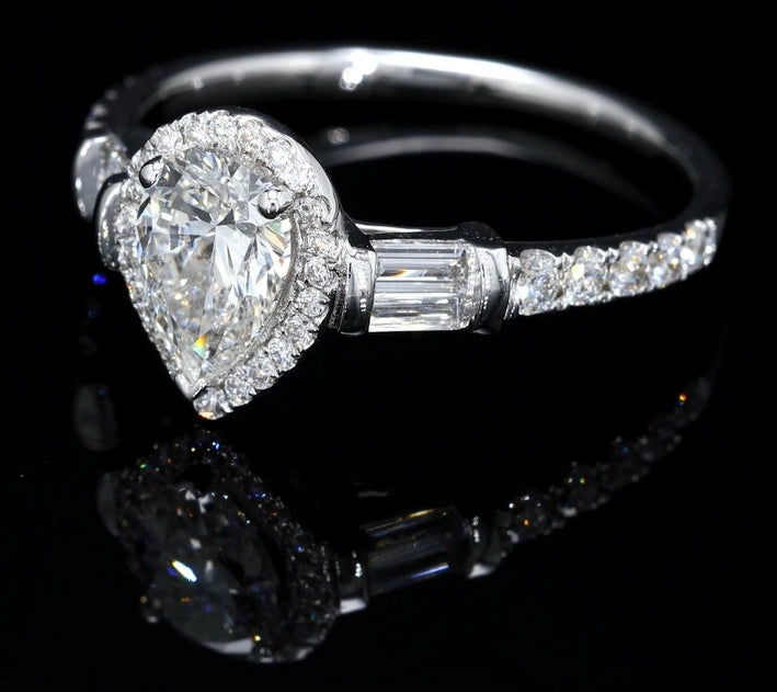 Pear Halo Ring